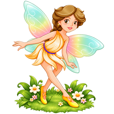 Zână într-un decor cu iarbă și flori, ilustrând serviciul de coaching pentru adolescenți și adulți