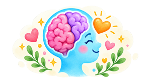 Ilustrație cu profil uman și creier pentru terapia cognitiv-comportamentală