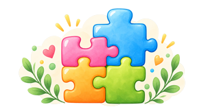 Piese de puzzle colorate ilustrând terapia de integrare senzorială pentru copii
